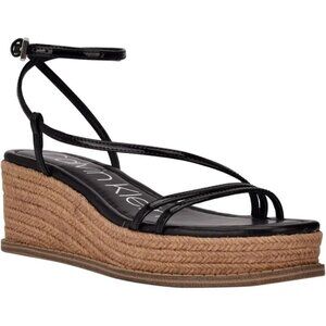 Calvin Klein Womens Neve Faux Leather Wedges Platform Sandals
